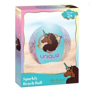 Afro Unicorn Sparkly Beach Ball 12” Unique Divine Magical Pool Party Toy NIB